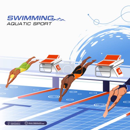 Illustration for Swimming Sport Illustration Vector. Swimming Background for banner, poster, and flyer template - Royalty Free Image