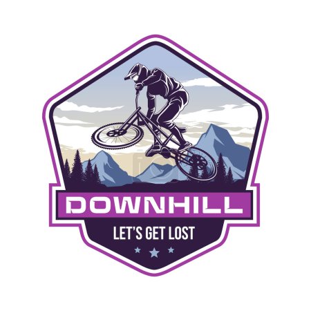 Mountainbike-Logo. Fahrrad Downhill Vintage Logo Illustration Vektor