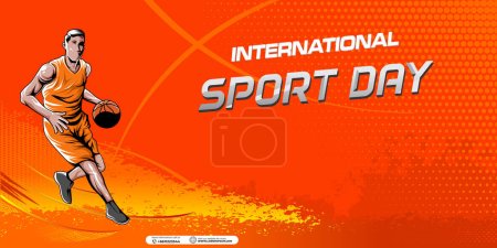 Illustration for Basketball Sport Background Vector. International Sports Day Illustration. Graphic Design for the decoration of gift certificates, banners - Royalty Free Image