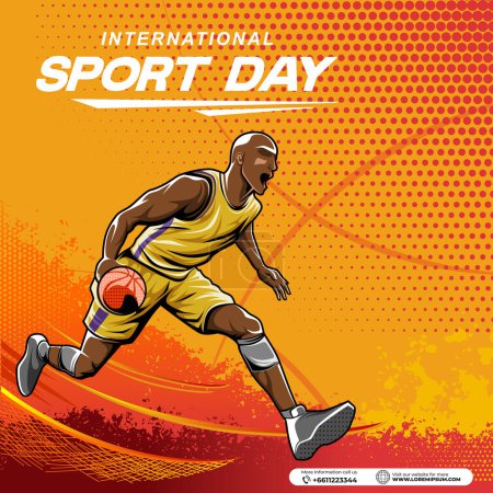 Basketball sport background vector. international sports day banner background template