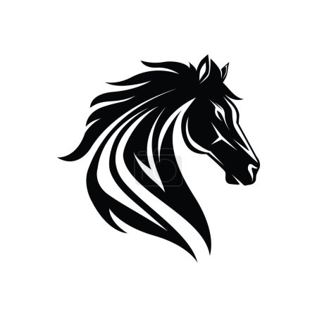 Illustration for Black Horse Logo Design. Horse Head Logo Design Vector Template - Royalty Free Image