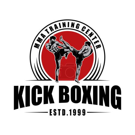 Kick Boxing Logo design. Mixed Martial arts Logo Illustration Vector