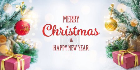 Photo for Merry Christmas and Happy New Year, Holidays greeting card background. Selective focus. - Royalty Free Image