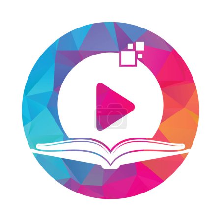Illustration for Book media logo design icon template. Book play logo symbol design illustration. - Royalty Free Image