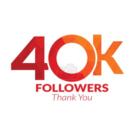 40k followers vector logo design icon vector. Thanks for 40k followers.