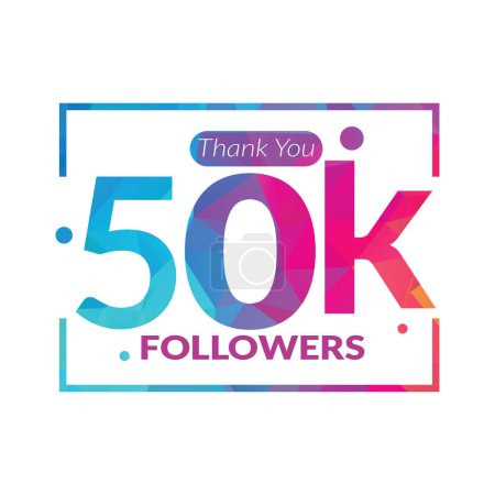 50k followers vector logo design icon vector. Thanks for 50k followers.