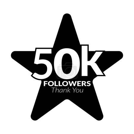 Illustration for 50k followers vector logo design icon vector. Thanks for 50k followers. - Royalty Free Image