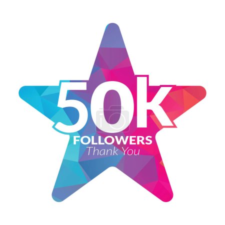 Illustration for 50k followers vector logo design icon vector. Thanks for 50k followers. - Royalty Free Image