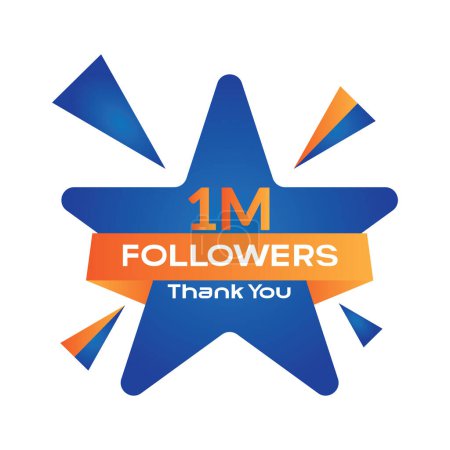 Illustration for Thank You 1m Followers Template Design. Thank you 1M followers celebration template design vector. - Royalty Free Image