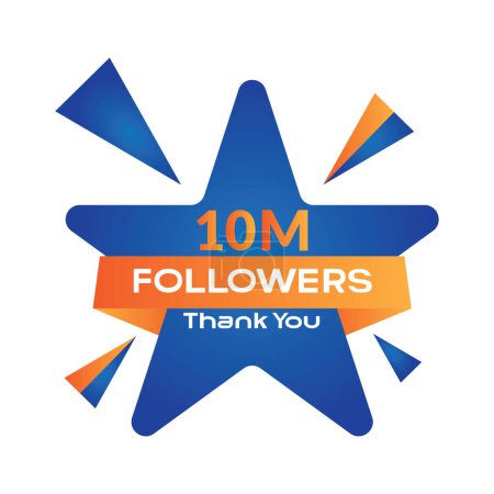Illustration for Thank You 10M Followers Template Design. Thank you 10M followers celebration template design vector. - Royalty Free Image