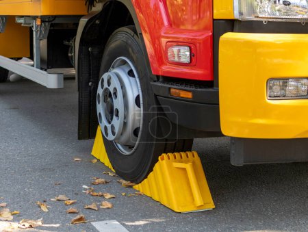 Photo for Recoil is installed under wheel of truck. Security. - Royalty Free Image
