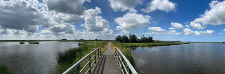 Téléchargez les photos : Panorama depuis un lac autour de Feanwalden en Frise aux Pays-Bas - en image libre de droit