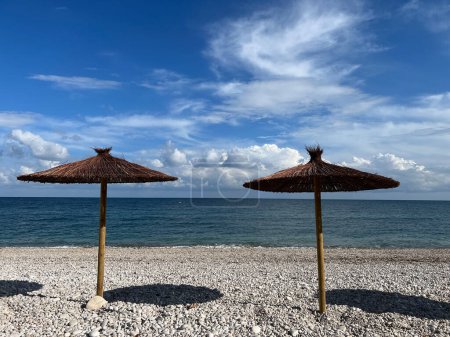 Photo for Parasol on the beach in Albir Spain - Royalty Free Image