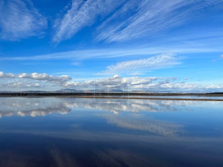Photo for Cloud reflection at the natural park de las Salinas de Santa pola in Spain - Royalty Free Image