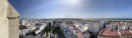 Panoramic view over the city and beach in Conil de la Frontera from Torre de Guzman in Spain