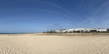 Panorama from the beach at the city Conil de la Frontera in Spain