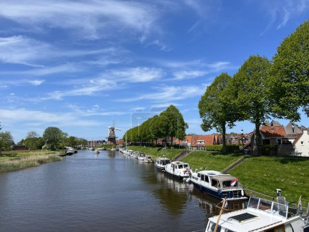 Canal around the city Dokkum in Friesland the Netherlands
