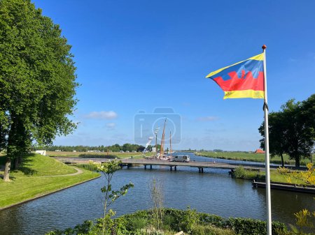 Blick von der alten Stadtmauer in Sloten, Friesland die Niederlande