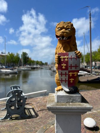 Photo for Lion bridge statue in Harlingen, Friesland the Netherlands - Royalty Free Image