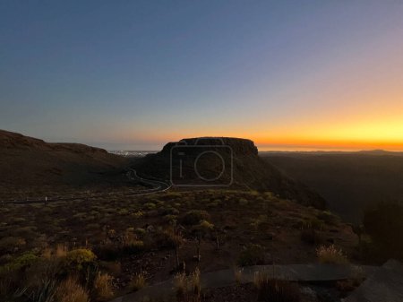 Téléchargez les photos : Coucher de soleil à Mirador Astronomico de la Degollada de las Yeguas sur Gran Canaria - en image libre de droit