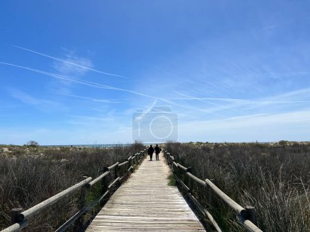 Boardwalk at beach El Muntanyans around Torredembarra in Spain