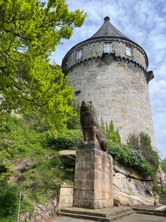 Estatua de león en Burg Bentheim en Bad Bentheim Alemania