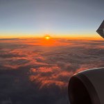 Sunset during a flight above europe 