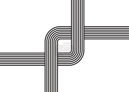 Photo for Abstract vector pattern in retro style. Circles of black stripes on a white background. Design element for wall art, covers, advertising, interior decor. Modern vector background. - Royalty Free Image