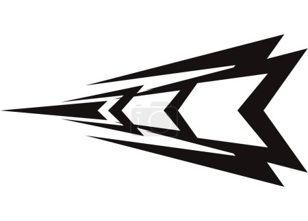 Photo for Striped black arrow on a white background. Vector pattern for a sports car, motorcycle, boat, vehicle, sportswear, toys. sticker. Arrow. Speed. Trendy vector background. - Royalty Free Image