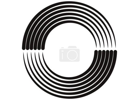 Photo for Striped round vector pattern of black lines on a white background in retro style. Design element for wall art, covers, advertising, interior decor. Modern vector background. - Royalty Free Image
