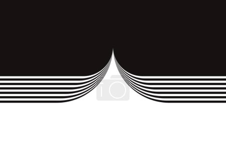 Photo for Transition from black to white with parallel lines with curved edges in a retro style. Striped vector pattern for covers, wall decor, posters, advertising... Monochrome vector background. - Royalty Free Image