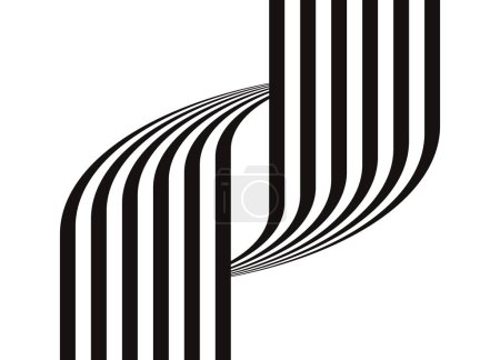 Photo for Vector striped pattern of black parallel lines on a white background. Design element made from abstract ribbons. Trendy vector background. - Royalty Free Image