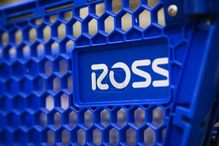 Photo for Honolulu, HI - January 3, 2023 : Ross Stores corporate logo on blue store shopping cart with selective focus - Royalty Free Image