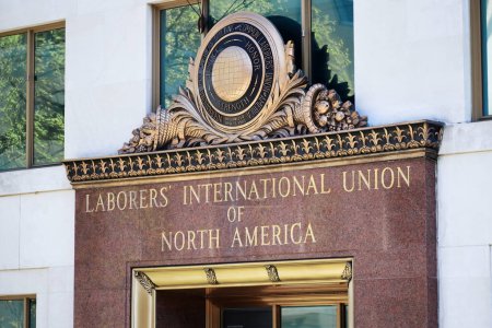 Photo for Washington, D.C. - April 4, 2023 : Laborers' International Union of North America, LIUNA or LiUNA! signage at office in Nation's Capitol. - Royalty Free Image