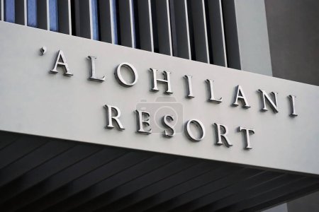 Photo for Honolulu Hawaii - December 9, 2023: Marquee entrance at Waikiki Beach luxury hotel 'Alohilani Resort - Royalty Free Image
