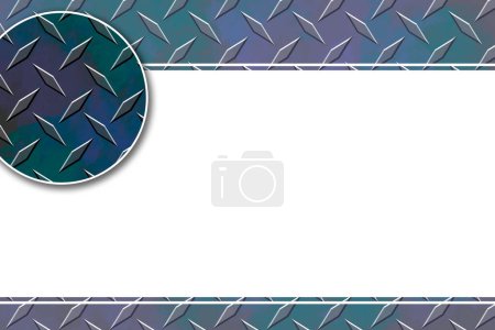 Téléchargez les photos : Une plaque de diamant rouillée bleue copie espace présentation carte aluminium plancher sûr bande de roulement - en image libre de droit