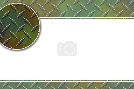 Téléchargez les photos : Une plaque de diamant rouillée verte copie espace présentation carte plancher en aluminium bande de roulement - en image libre de droit