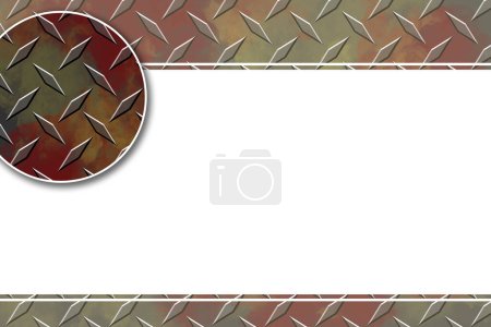 Téléchargez les photos : Une plaque de diamant rouillée rouge copie espace présentation carte aluminium plancher sûr bande de roulement - en image libre de droit