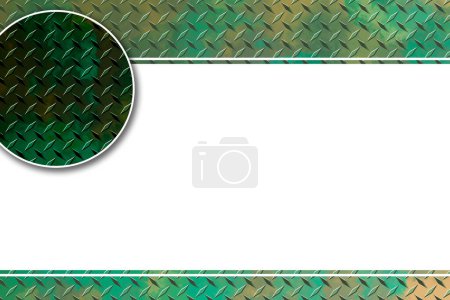 Téléchargez les photos : Une plaque de diamant vert rouille copie espace présentation carte aluminium plancher sûr bande de roulement - en image libre de droit