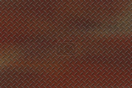 Foto de A rust red diamond plate stainless steel embossed metal floor traction tread - Imagen libre de derechos