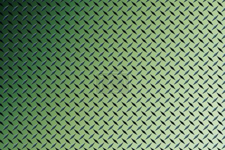Téléchargez les photos : Une bande de roulement de traction en métal gaufré en acier inoxydable brillant plaque de diamant verte - en image libre de droit