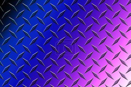 Téléchargez les photos : Une bande de roulement de traction de plancher métallique en aluminium en acier inoxydable brillant avec plaque de diamant violet - en image libre de droit