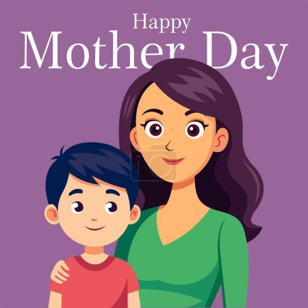 Téléchargez les photos : Joyeuse fête des mères et illustration vectorielle du fils - en image libre de droit