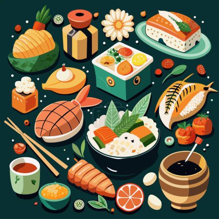 Téléchargez les photos : Asie japonais chinois illustration vectorielle alimentaire image - en image libre de droit