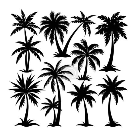 Téléchargez les photos : Silhouette de palmier set images vectorielles - en image libre de droit