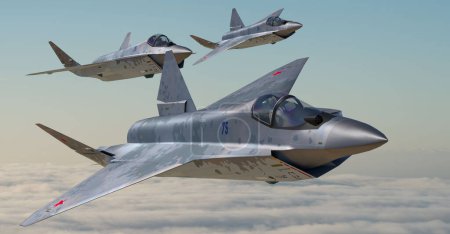 Téléchargez les photos : Sukhoi Su-75 Checkmate-Illustration 3D - en image libre de droit