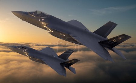 Foto de F-35 Moderno avión de combate de quinta generación-Ilustración 3D - Imagen libre de derechos