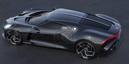 Téléchargez les photos : Bugatti La Voiture Noire - la voiture la plus chère au monde.Illustration 3D. - en image libre de droit