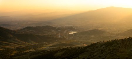 Photo for View of the landscape of central Greece as seen from the Mount Olympus massif at sunset - Royalty Free Image