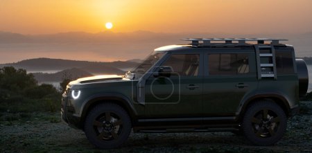 Photo for Land Rover Defender with expedition equipment - Royalty Free Image